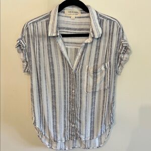 Cloth & Stone Blue and White Striped Button Down Shirt